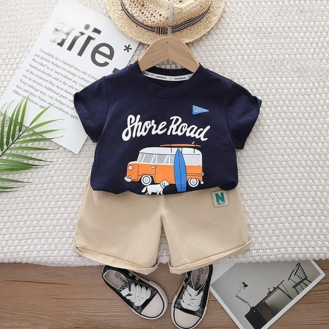 Shore Road Boys' Summer Outfit – T-Shirt & Shorts Set
