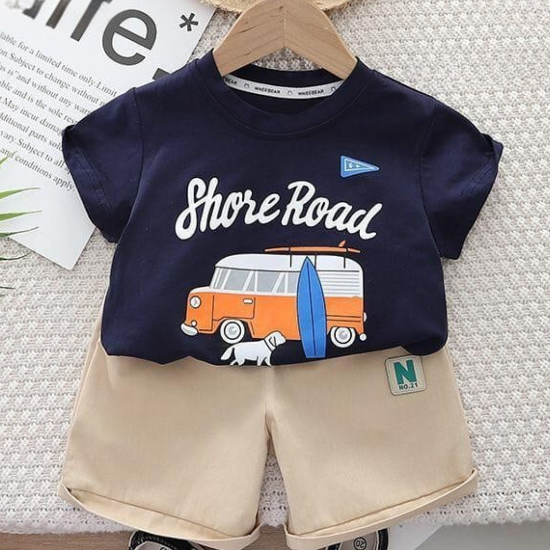 Shore Road Boys' Summer Outfit – T-Shirt & Shorts Set