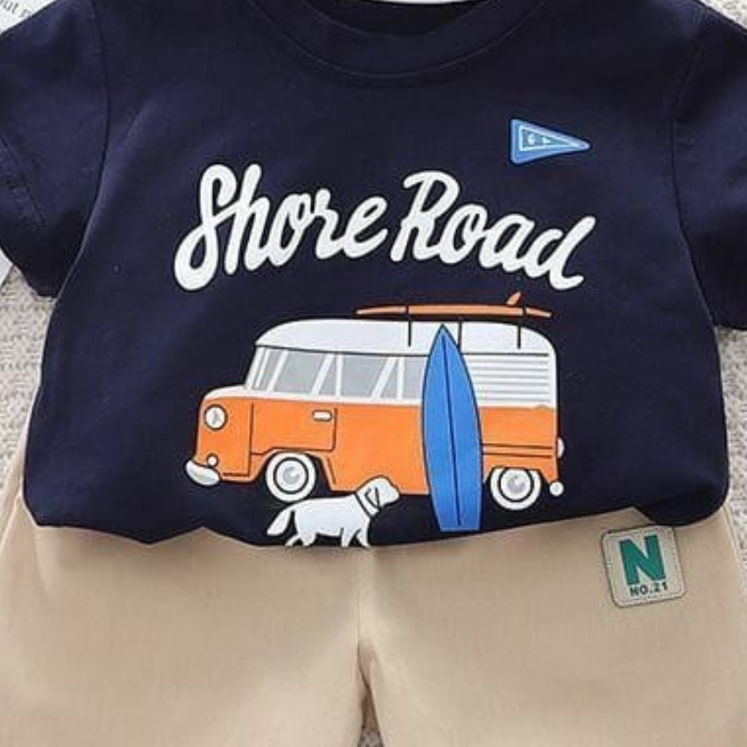 Shore Road Boys' Summer Outfit – T-Shirt & Shorts Set