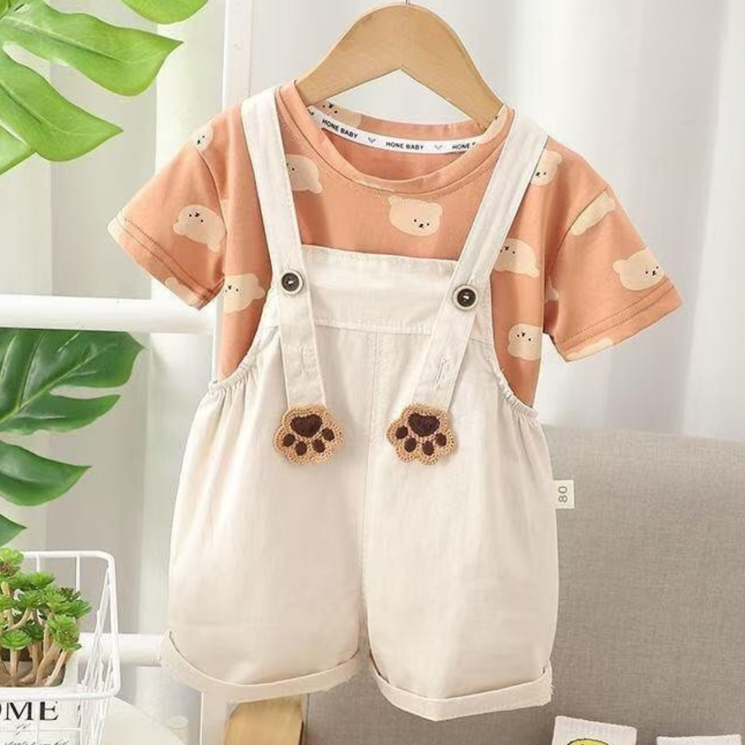 Teddy Bear Print Boys' Dungaree Set