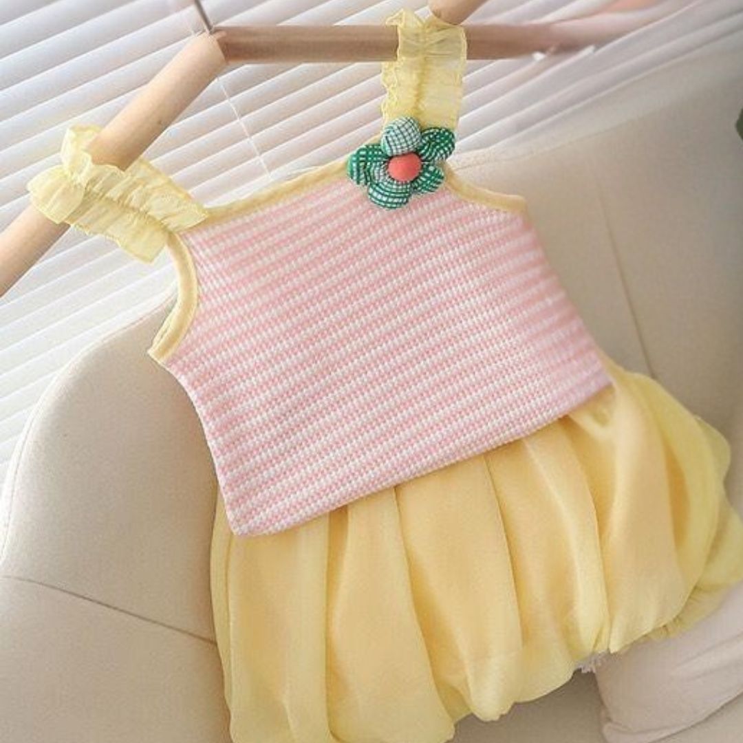 Baby Bliss Girl Co-ord Set – Soft Yellow & Candy Pink (0–3 Years)