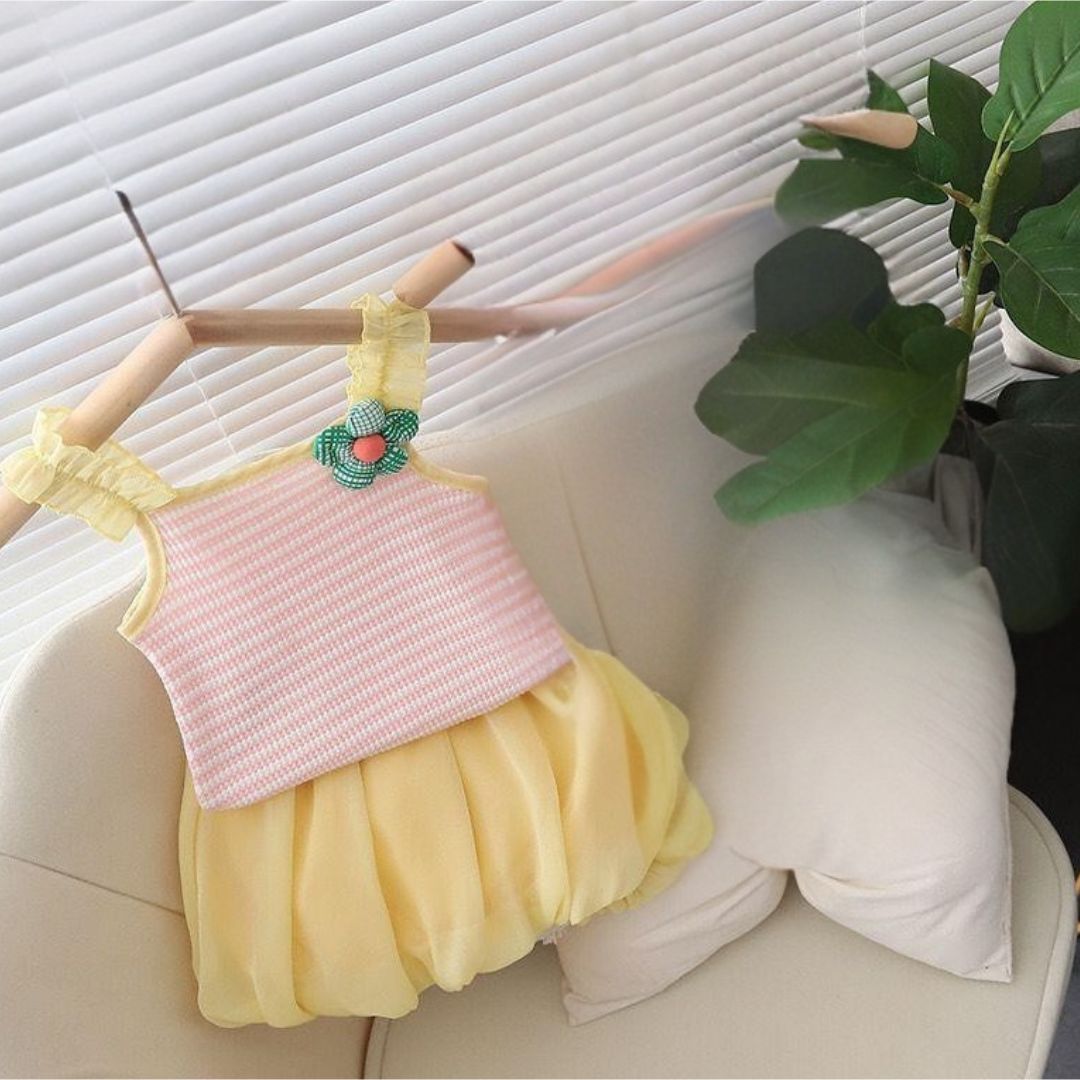 Baby Bliss Girl Co-ord Set – Soft Yellow & Candy Pink (0–3 Years)