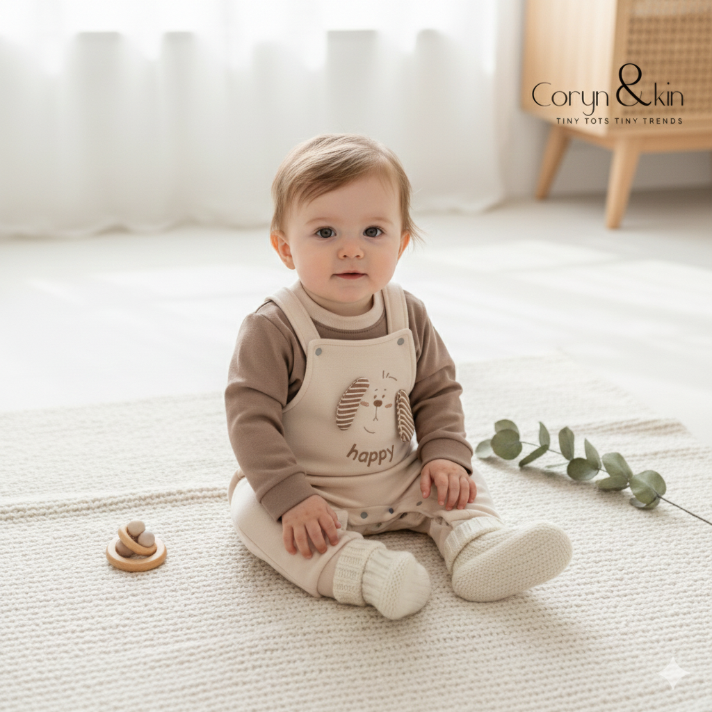 "Happy Puppy" Dungaree Set