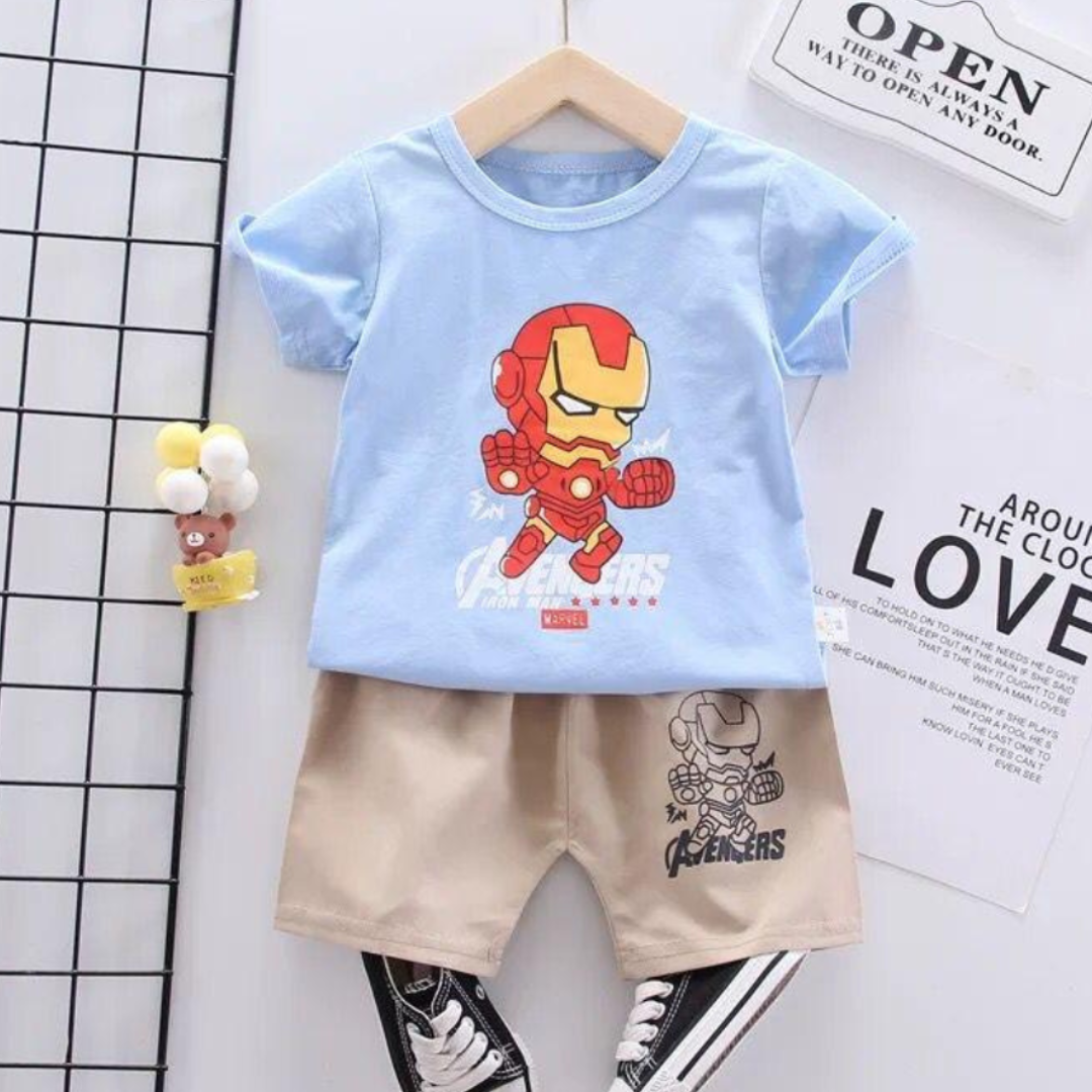 Iron Man Boys' T-Shirt & Shorts Set – Avengers Superhero Outfit