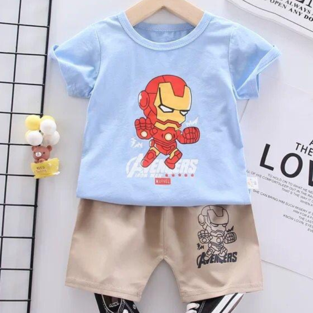 Iron Man Boys' T-Shirt & Shorts Set – Avengers Superhero Outfit