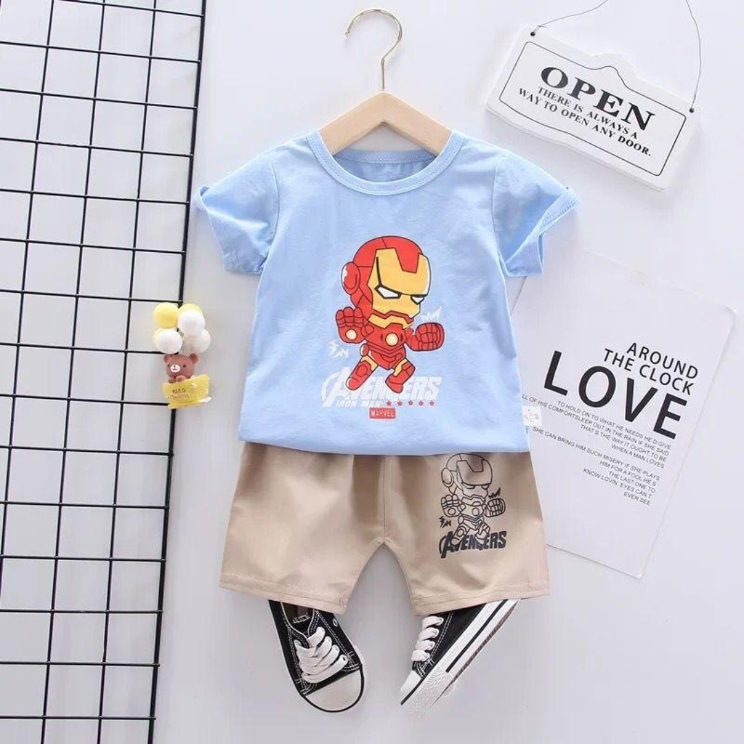Iron Man Boys' T-Shirt & Shorts Set – Avengers Superhero Outfit