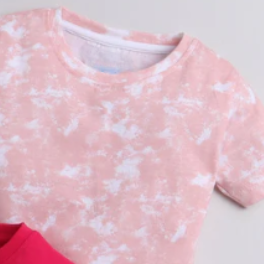 Baby Girls’ Cotton T-Shirt Set – Unicorn & Tie-Dye Combo (3-6M)