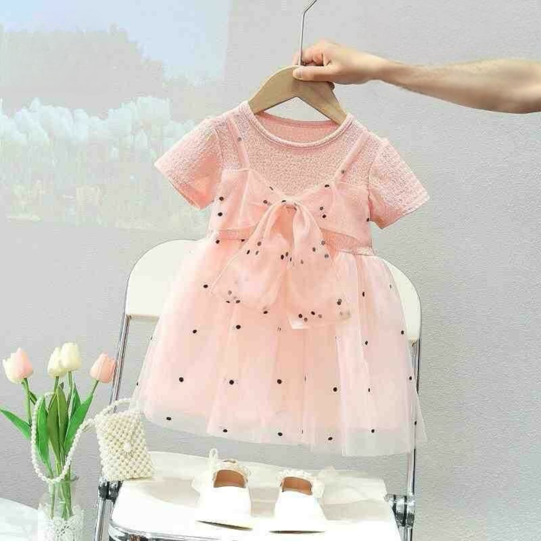 Elegant Pink Tulle Party Dress for Baby Girls