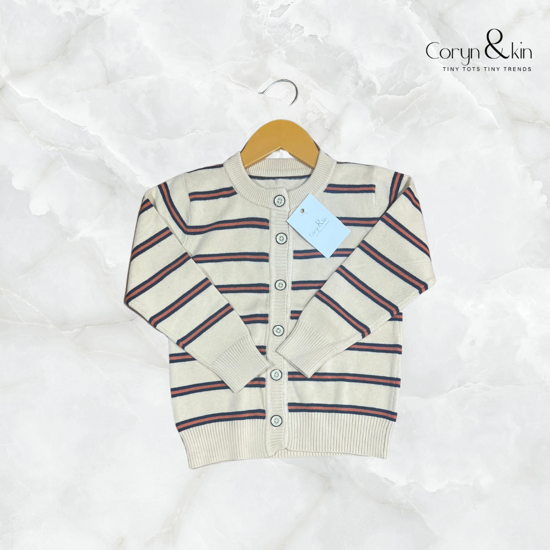 Classic Striped Knit Cardigan – Timeless Elegance for Little Trendsetters