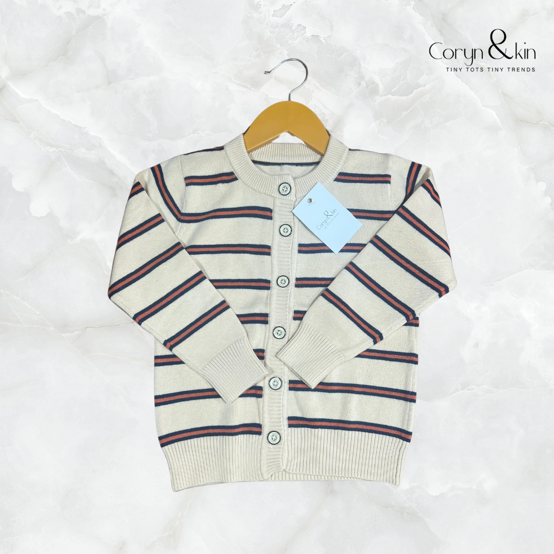 Classic Striped Knit Cardigan – Timeless Elegance for Little Trendsetters