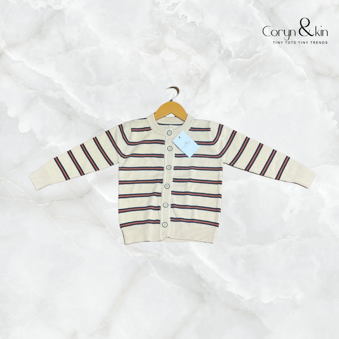 Classic Striped Knit Cardigan – Timeless Elegance for Little Trendsetters