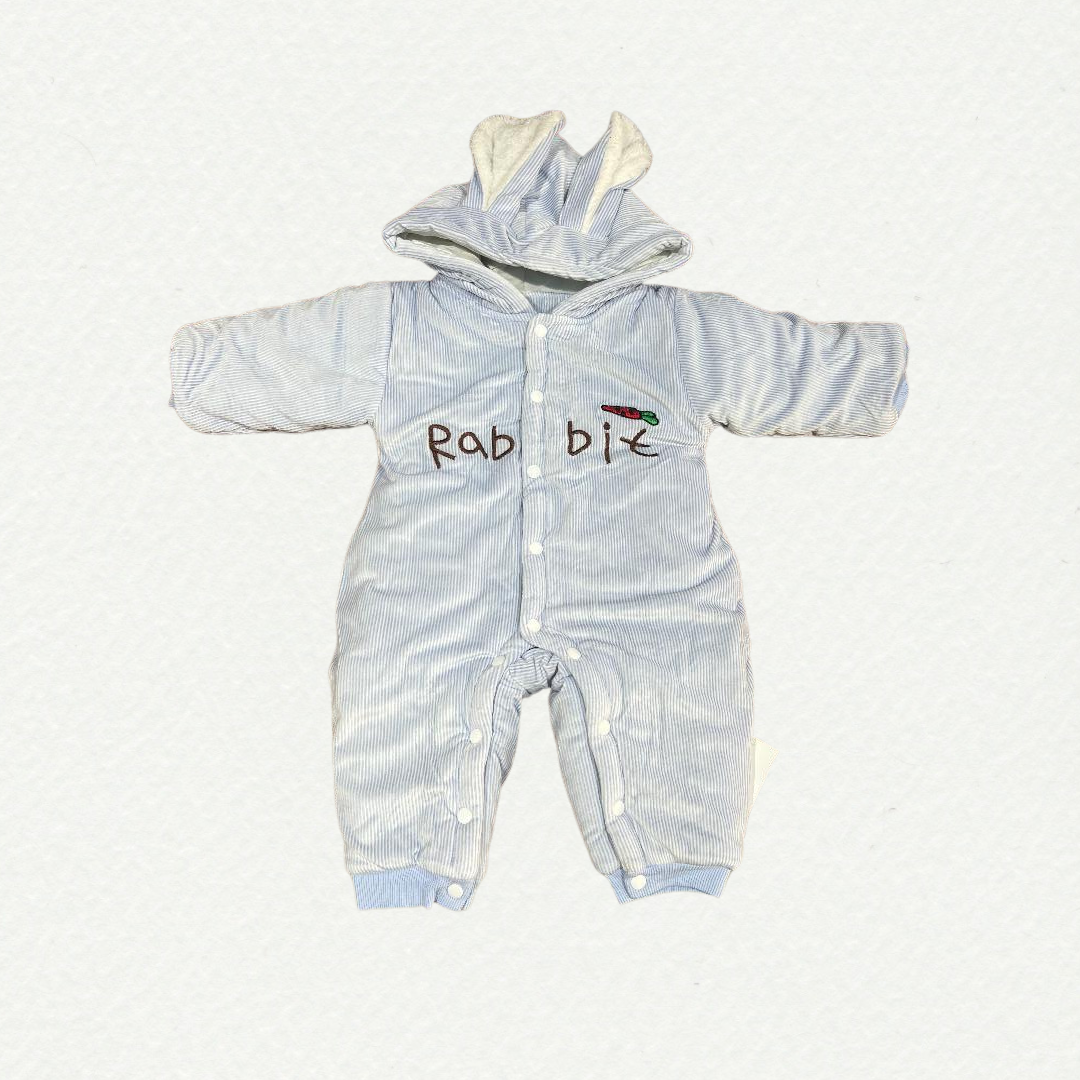 Cozy Bunny Baby Winter Romper.