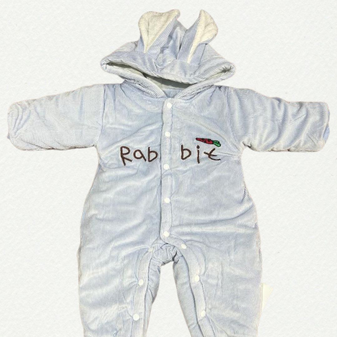 Cozy Bunny Baby Winter Romper.
