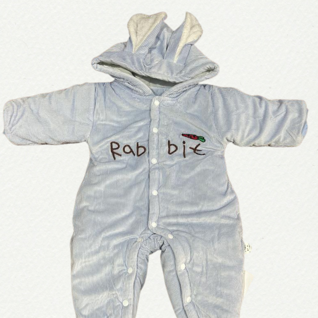 Cozy Bunny Baby Winter Romper.