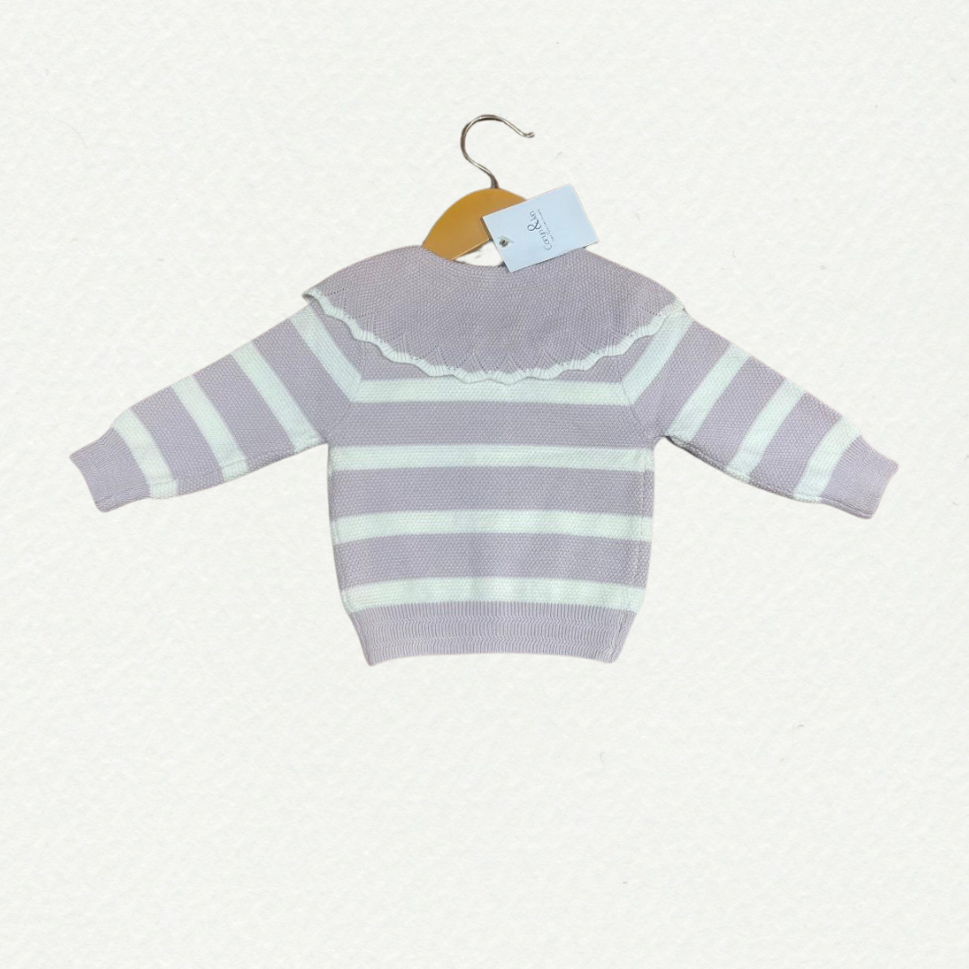 Lavender Blossom Knitted Baby Cardigan