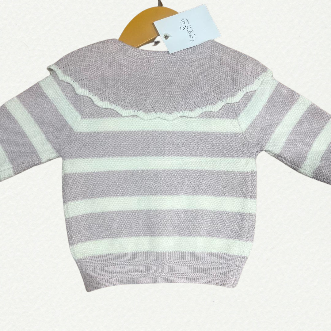 Lavender Blossom Knitted Baby Cardigan