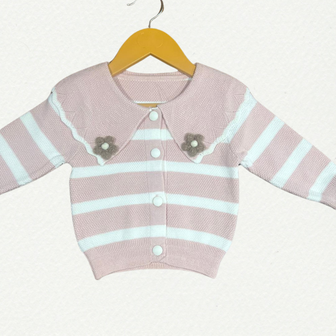 Pink Blossom Knitted Baby Cardigan