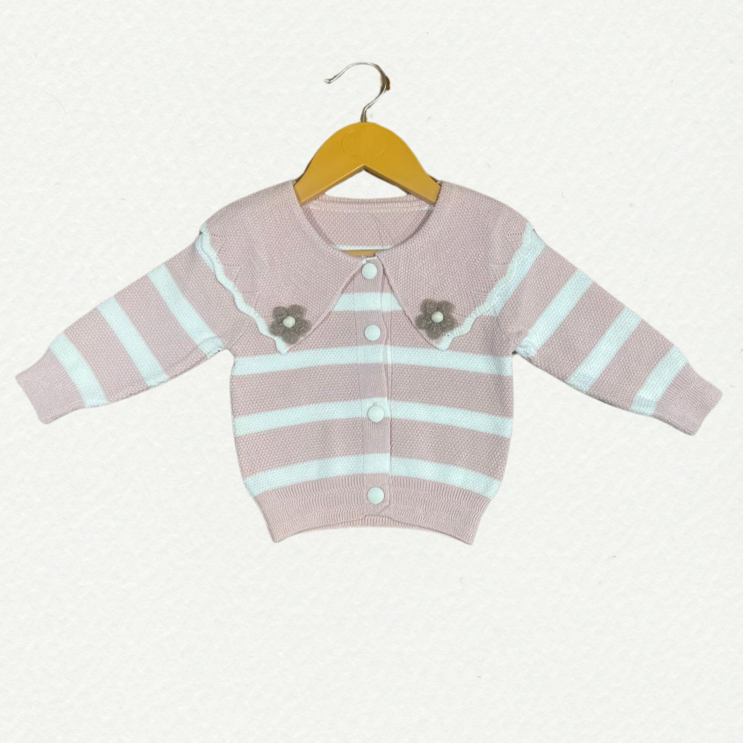 Pink Blossom Knitted Baby Cardigan