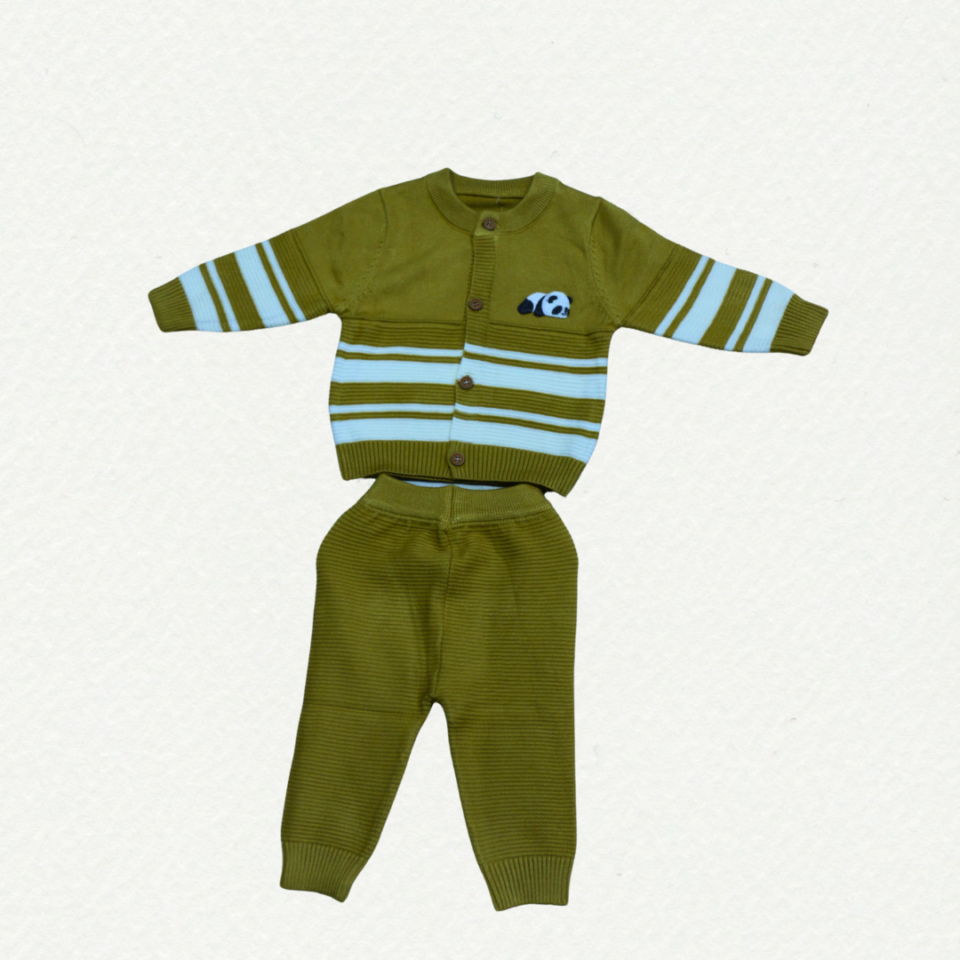 Cozy Panda Knitwear Set – Pale Yellow