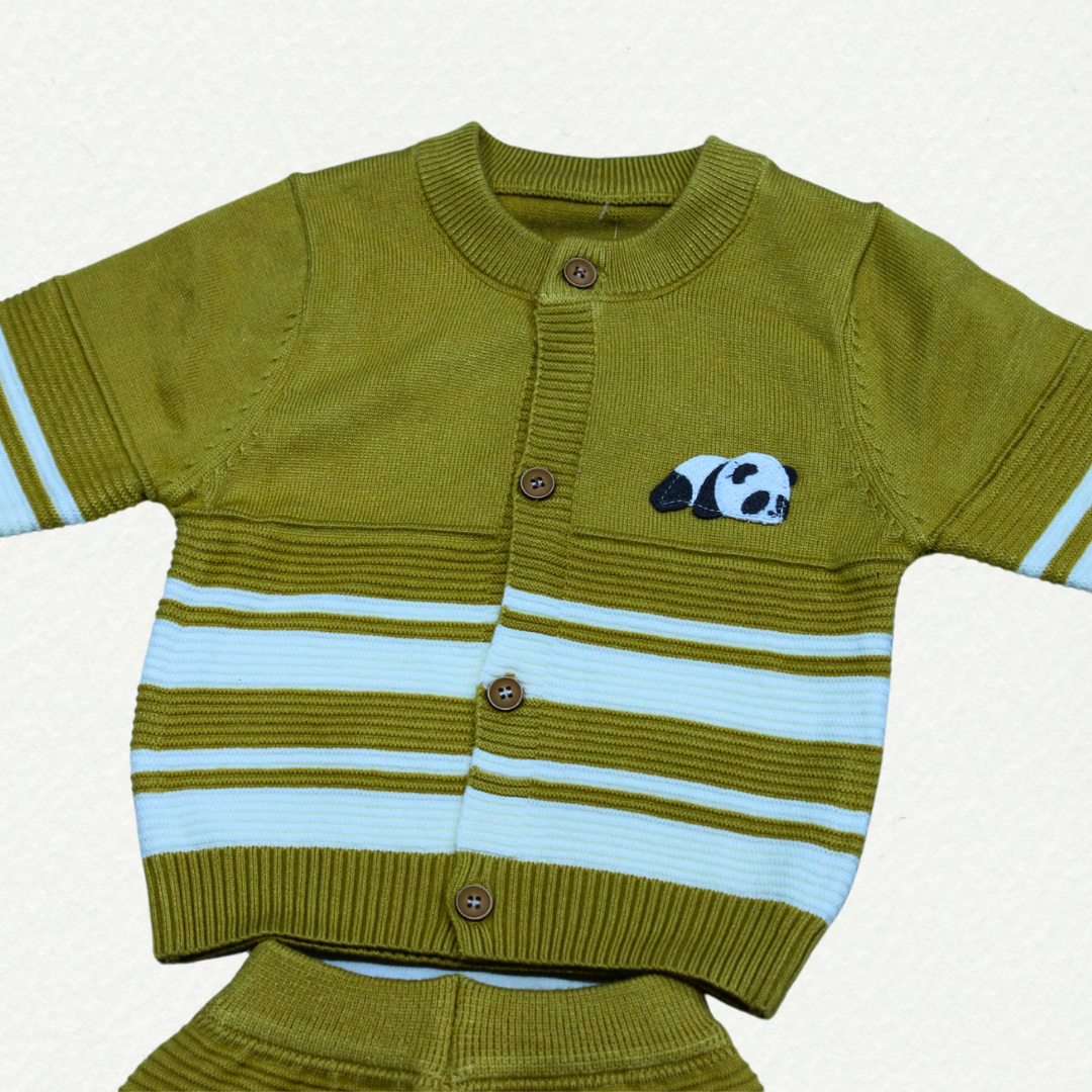 Cozy Panda Knitwear Set – Pale Yellow