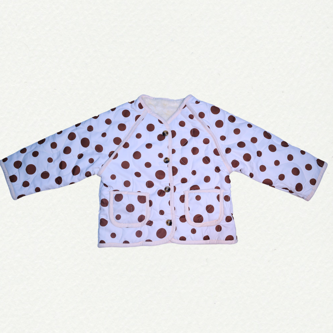 Polka Dot Winter Jacket for Kids – Stylish & Cozy Outerwear
