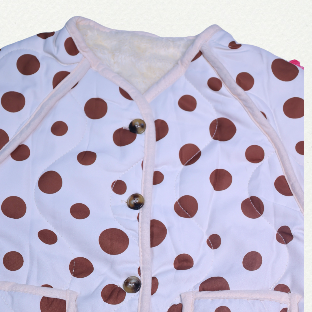 Polka Dot Winter Jacket for Kids – Stylish & Cozy Outerwear