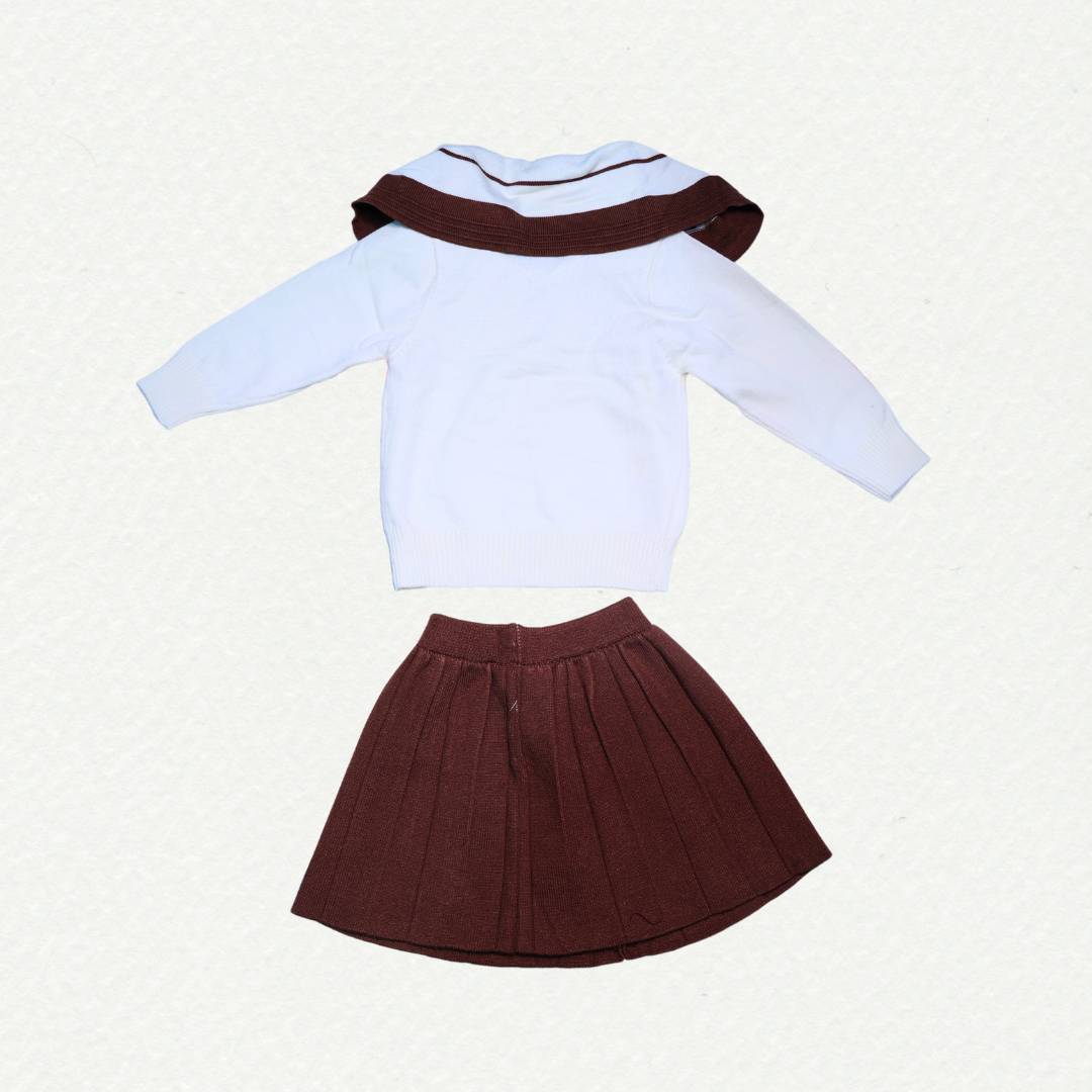 Classic Sailor Collar Sweater & Pleated Skirt Set