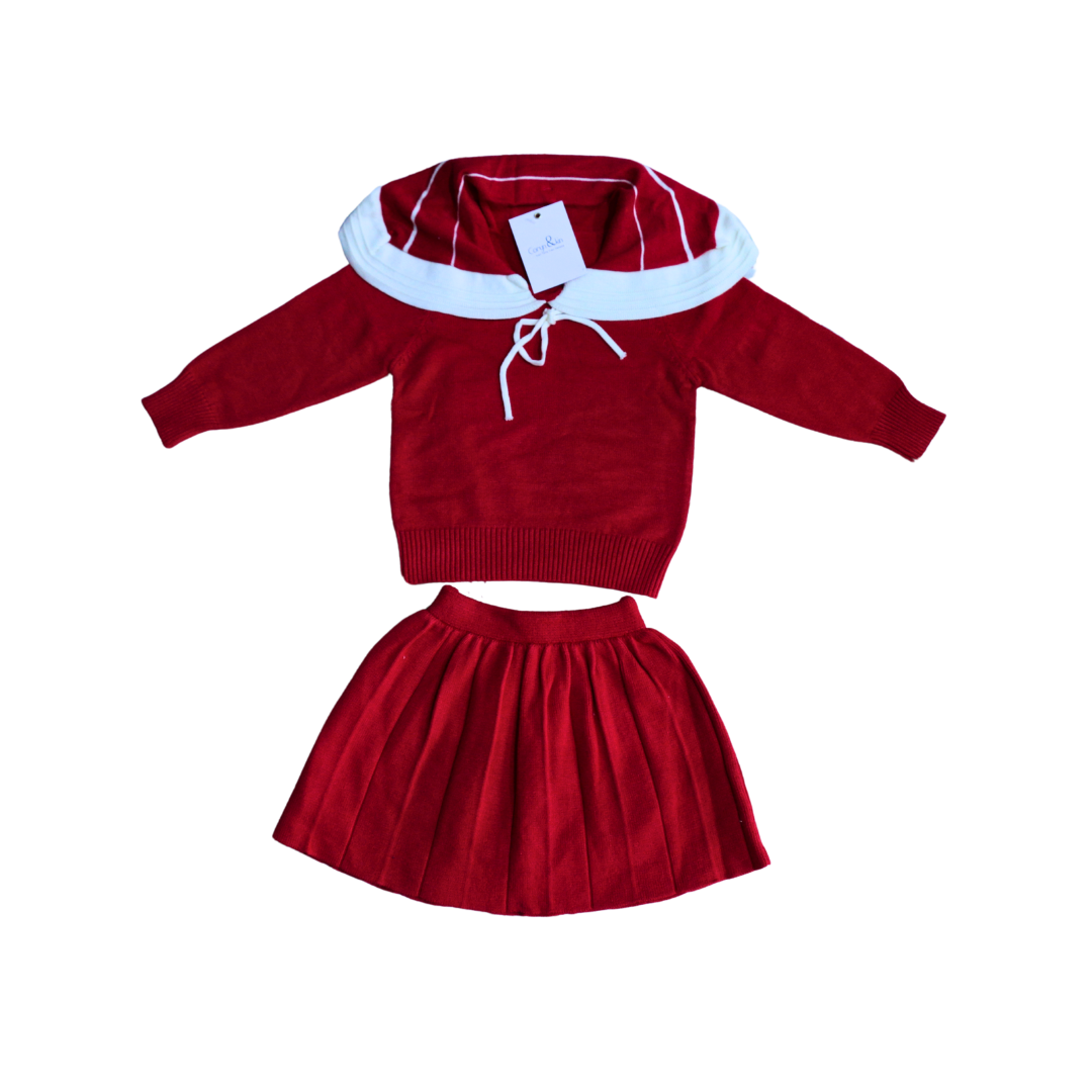 Scarlet Sailor Knit Set - Red