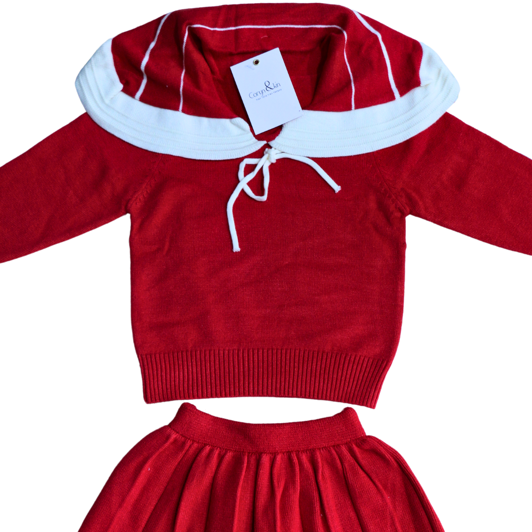 Scarlet Sailor Knit Set - Red