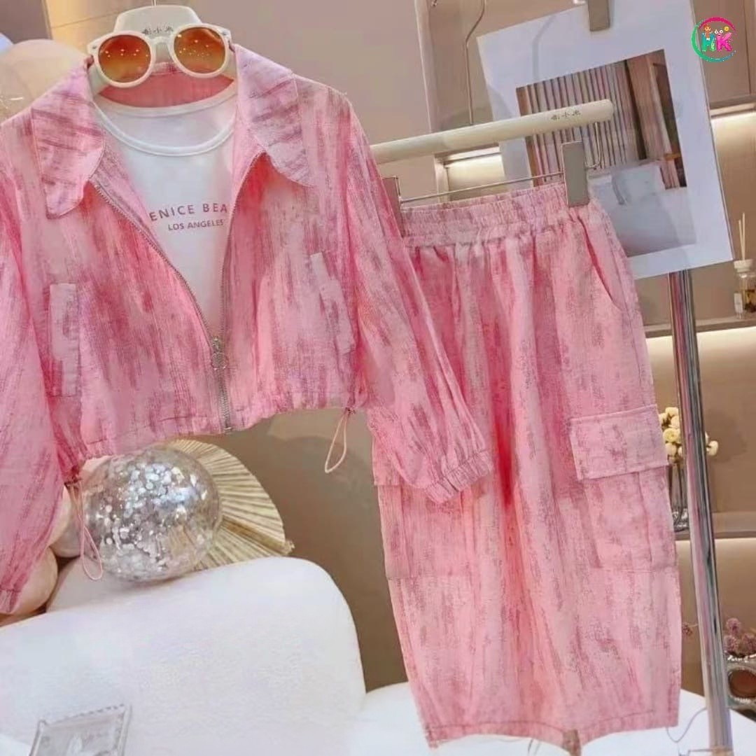 Trendy Pink Girls’ Co-ord Set – 3-Piece Outfit