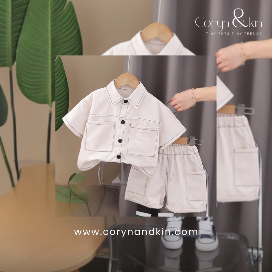 Classic Off-White Shirt & Shorts Set