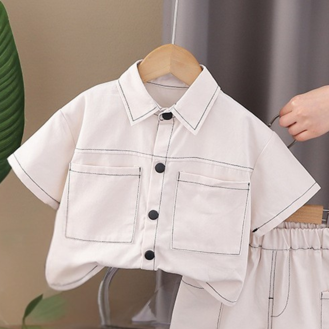Classic Off-White Shirt & Shorts Set