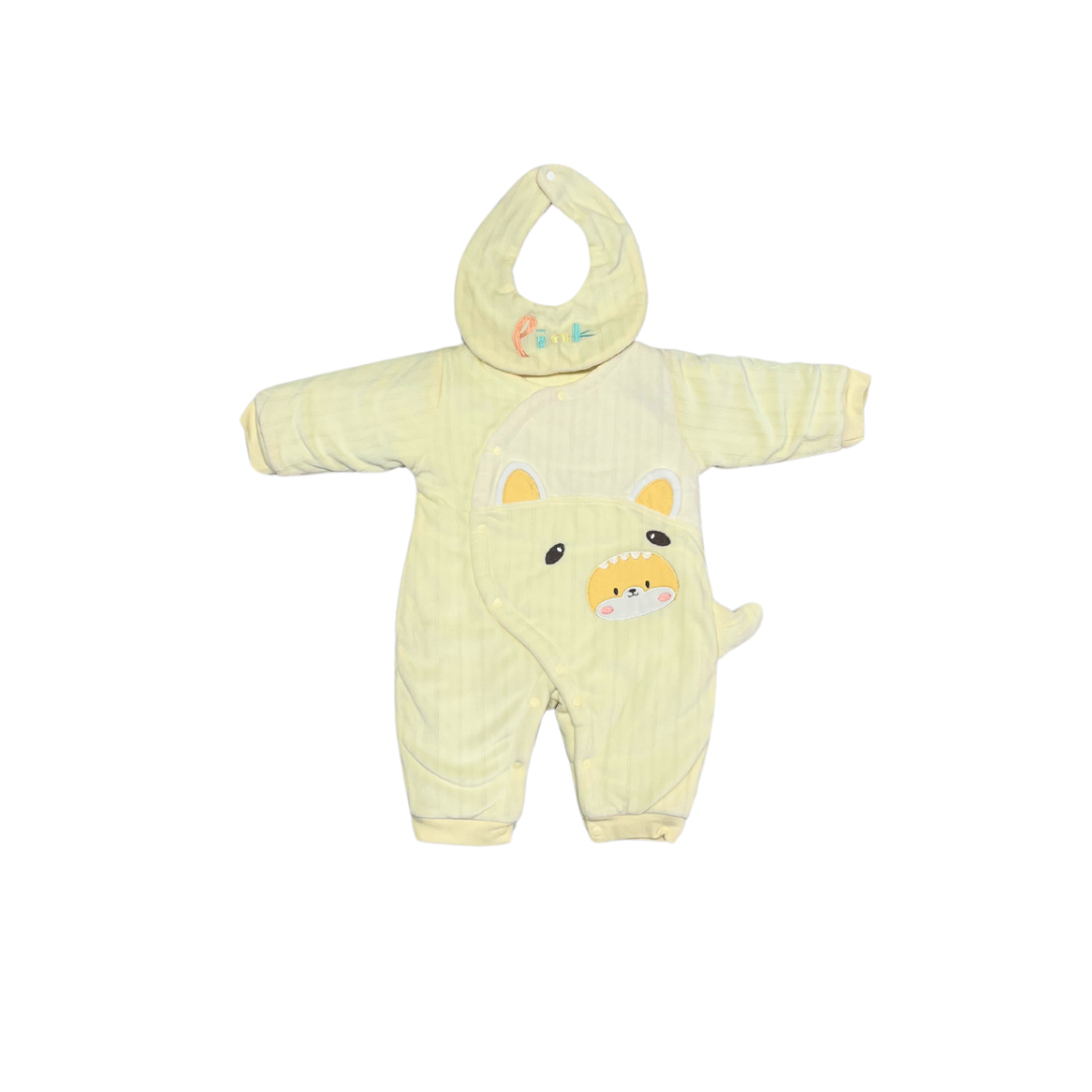 Soft Dino Delight Baby Romper with Matching Bib – Cozy & Cute