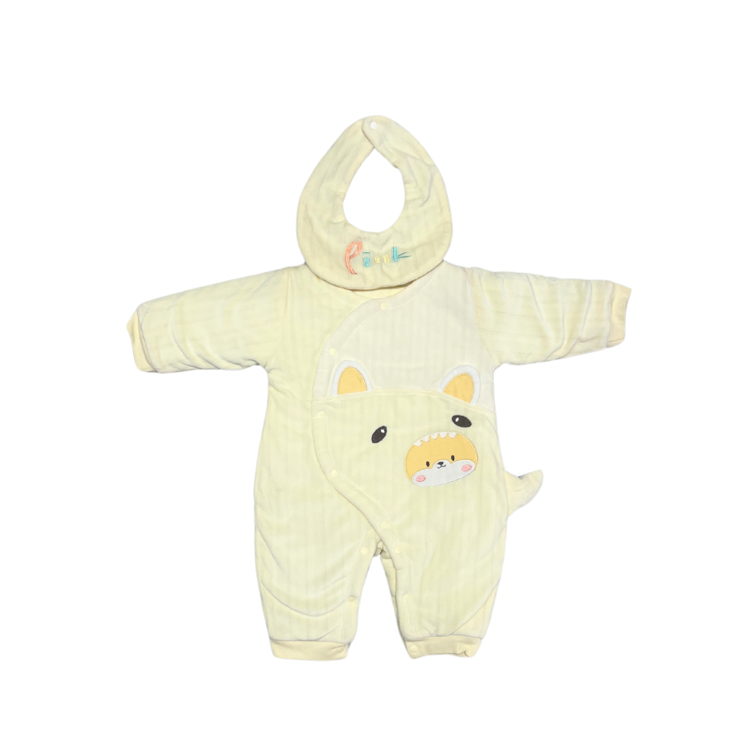 Soft Dino Delight Baby Romper with Matching Bib – Cozy & Cute