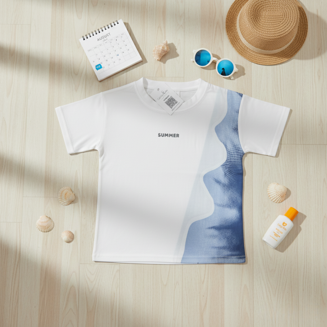Summer Breeze T-Shirt - White and Blue