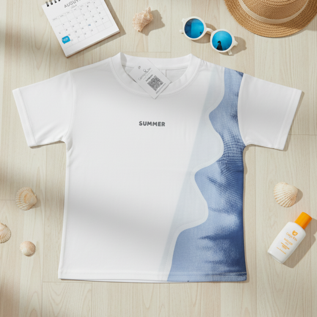 Summer Breeze T-Shirt - White and Blue