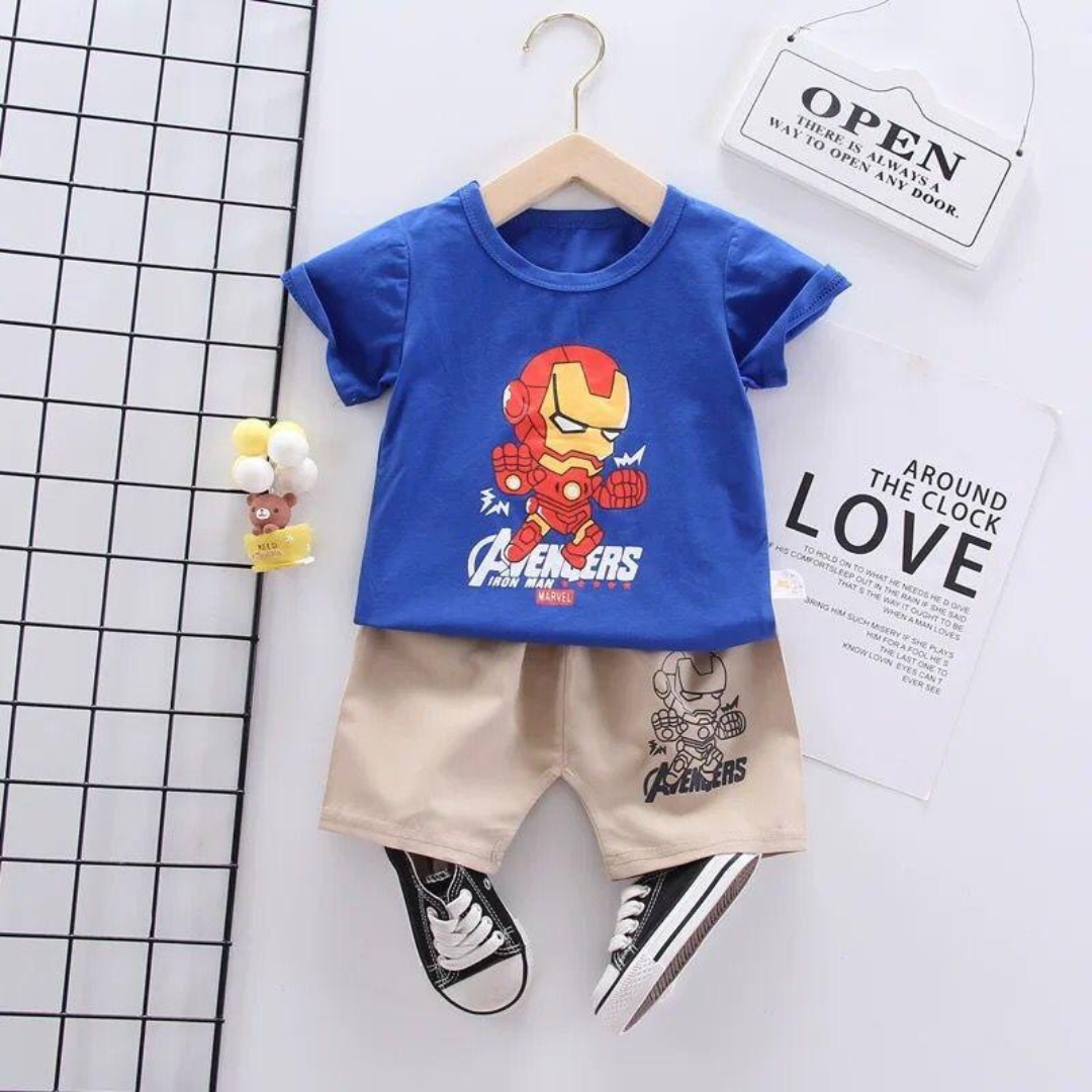 Iron Man Boys' T-Shirt & Shorts Set – Avengers Superhero Outfit