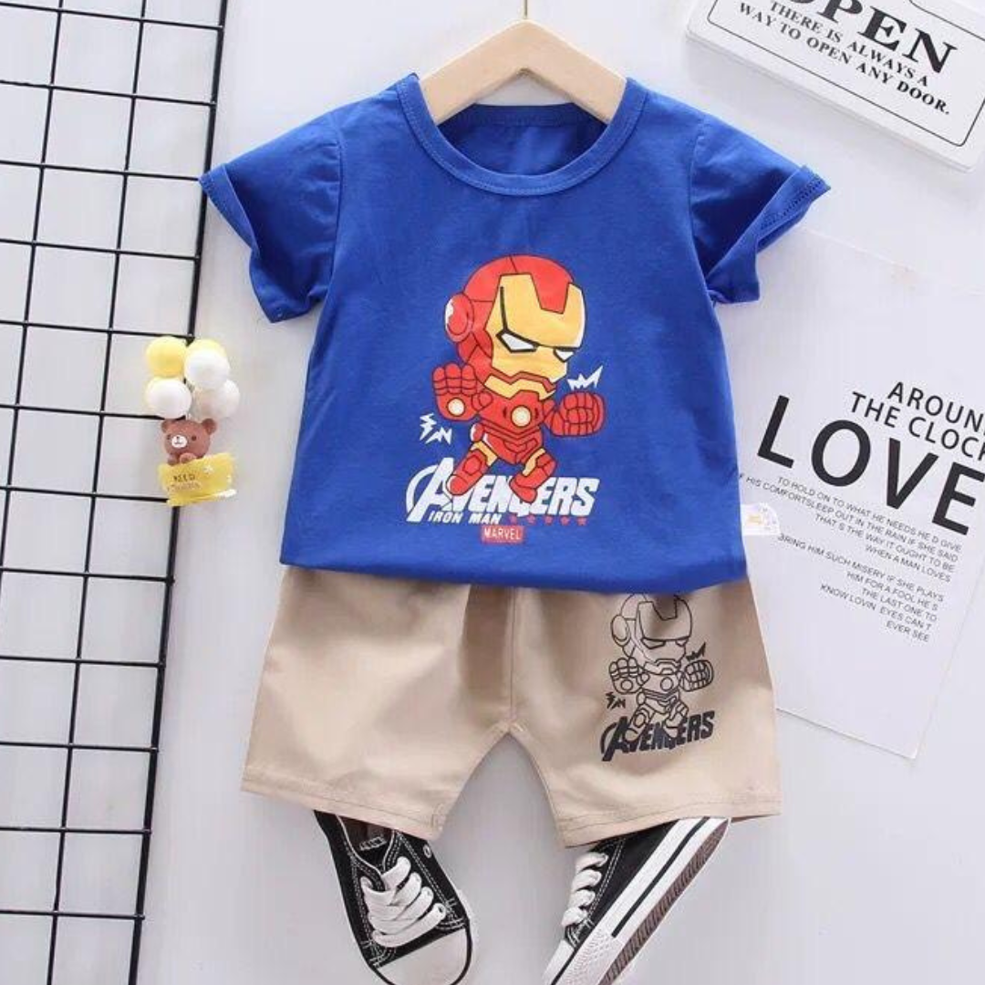 Iron Man Boys' T-Shirt & Shorts Set – Avengers Superhero Outfit