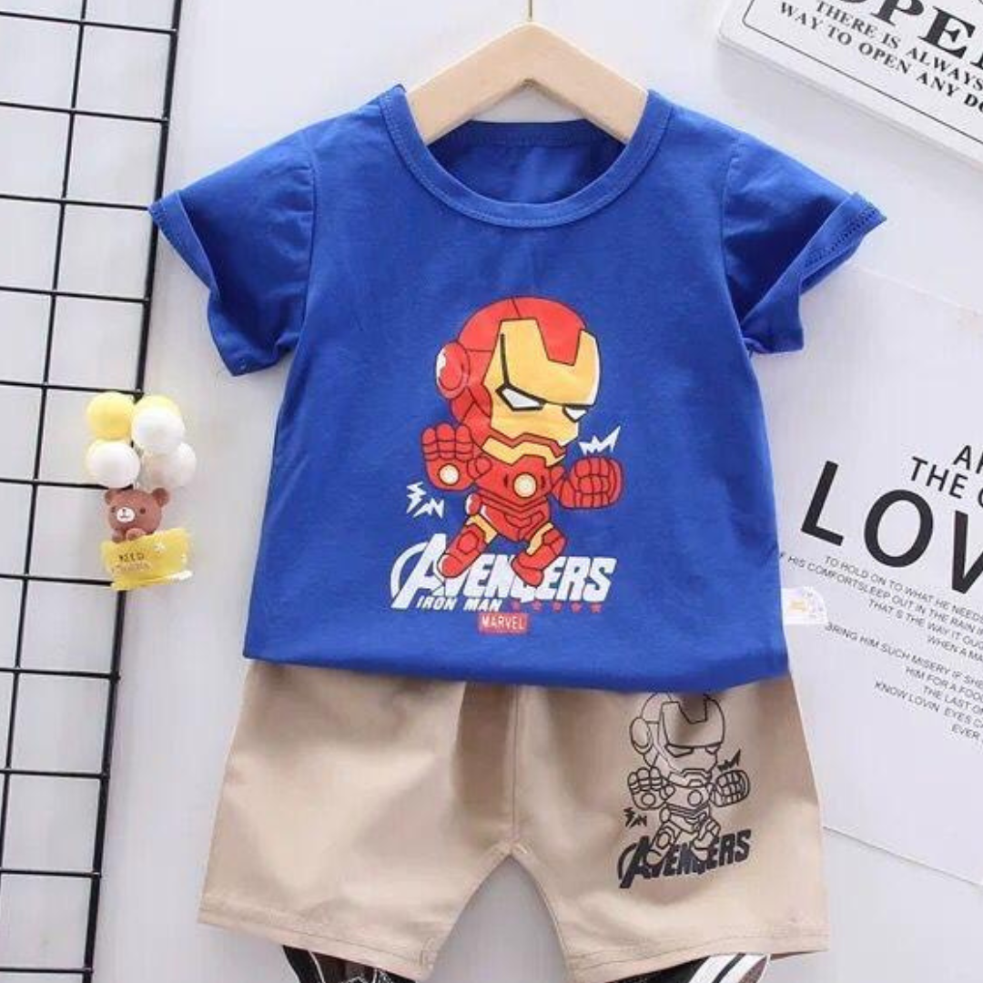 Iron Man Boys' T-Shirt & Shorts Set – Avengers Superhero Outfit