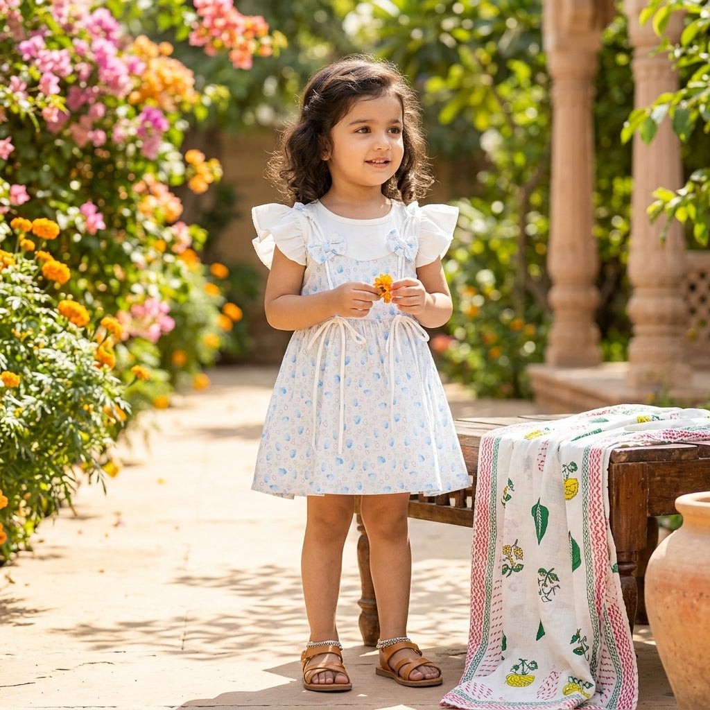 Floral Baby Dress with Bow Detail | Soft Cotton Outfit (0–3 Years) | Coryn & Kin