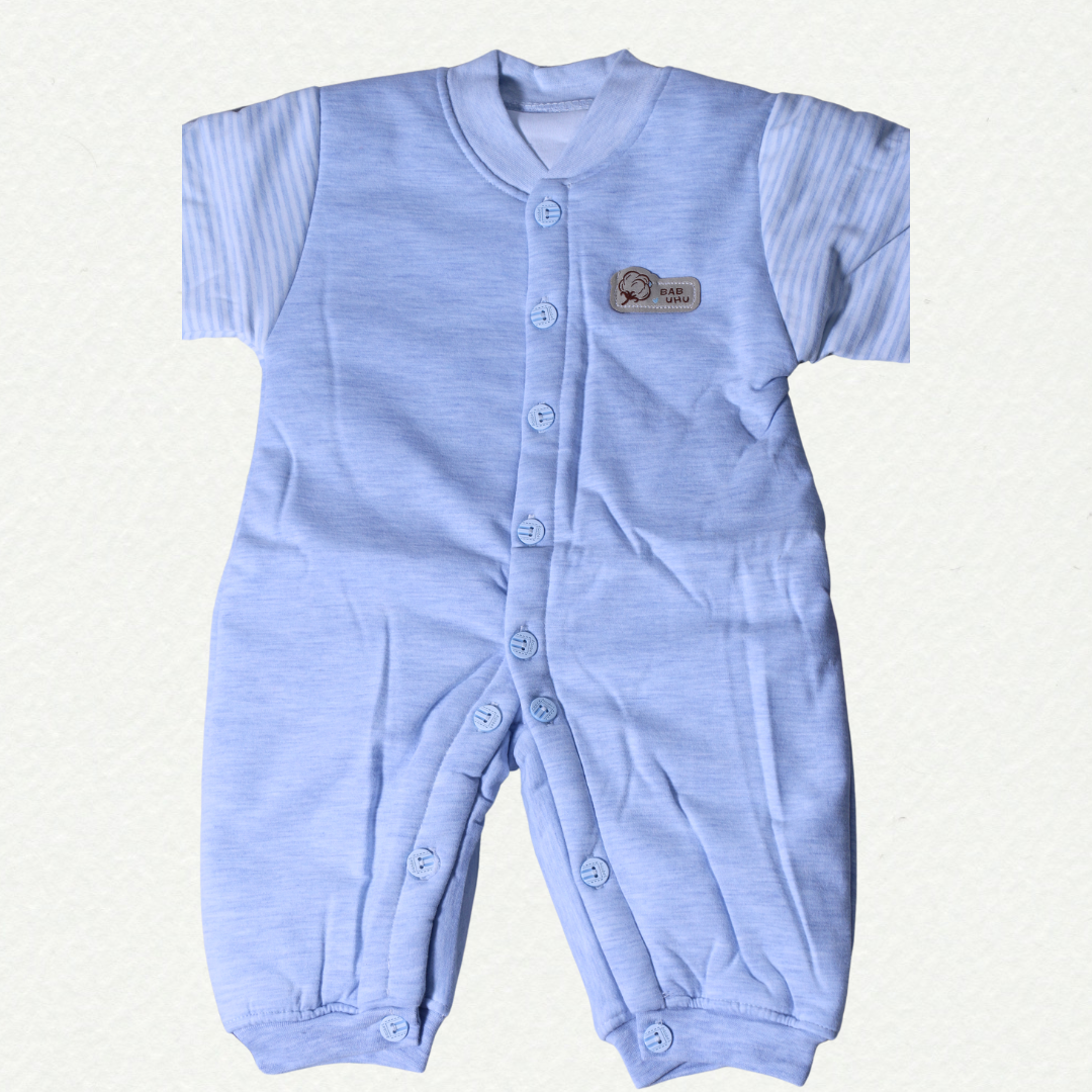 Soft Cotton Baby Romper – Button-Down (Sky Blue)
