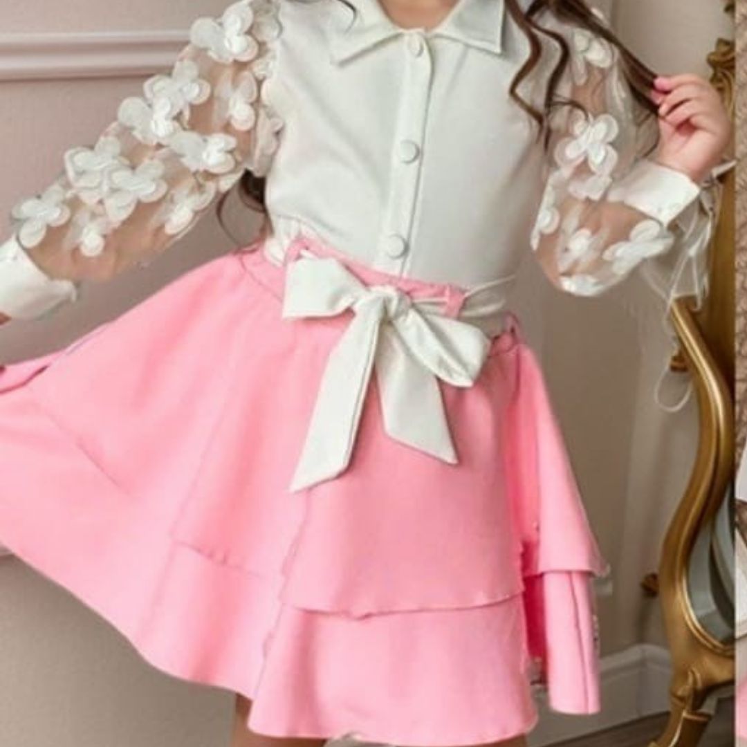 Blush Bloom White and Pink Floral Arms Cotton Dress