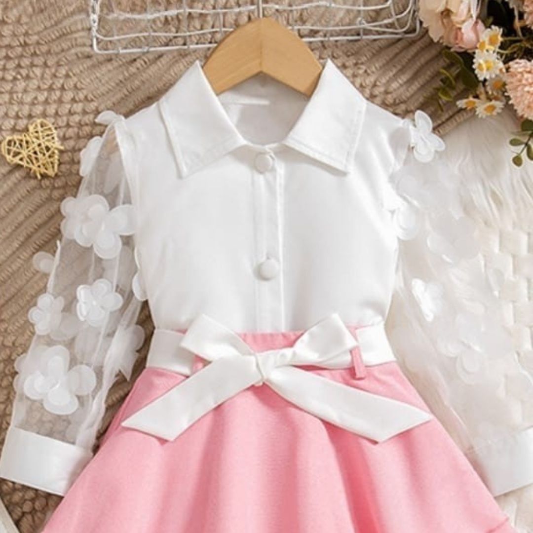 Blush Bloom White and Pink Floral Arms Cotton Dress