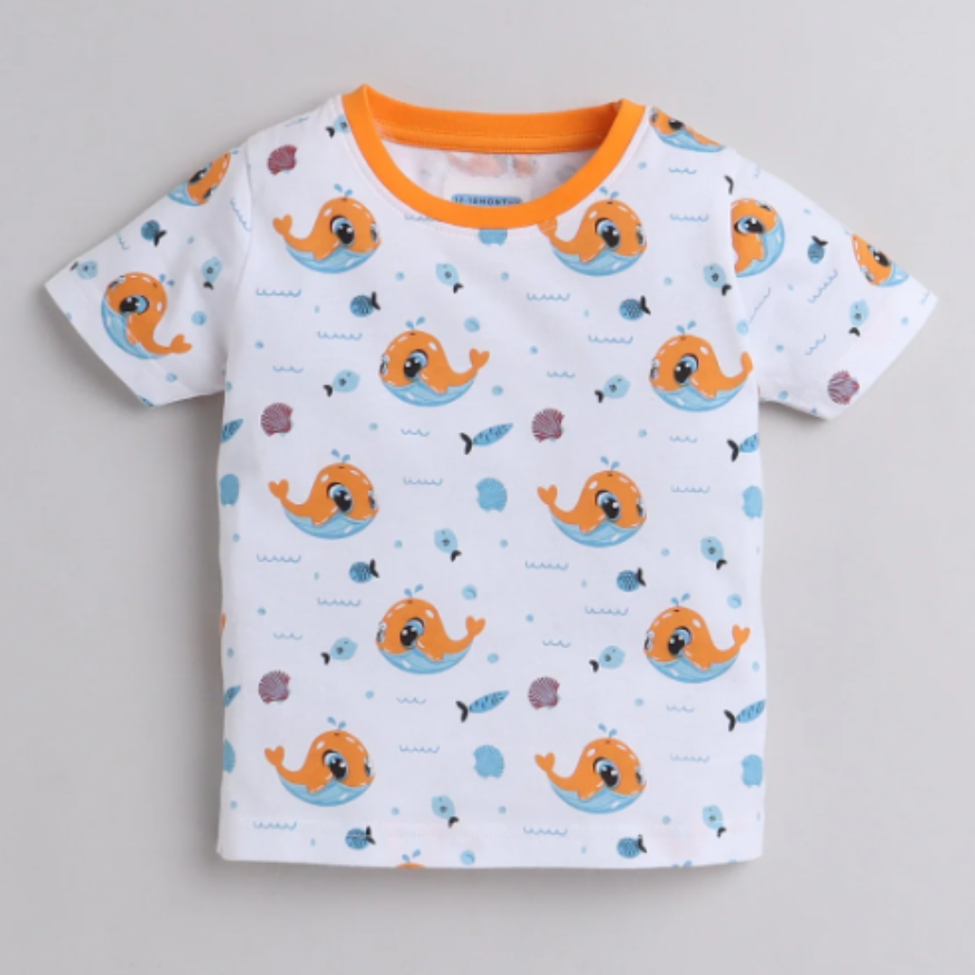 White Boys Half Sleeves T-Shirt & Short Set