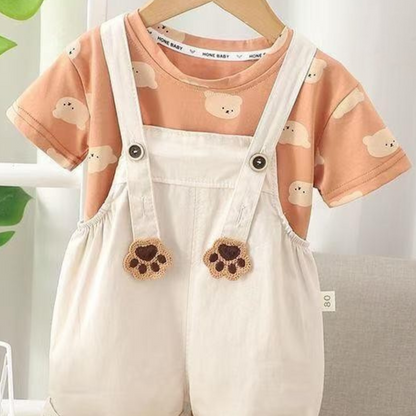 Teddy Bear Print Boys' Dungaree Set