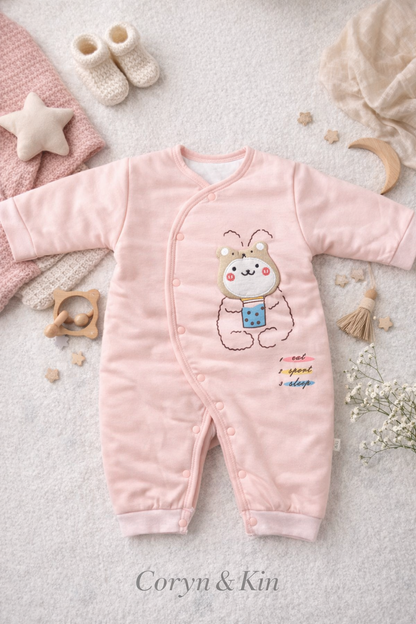 Blush Pink Cotton Baby Romper | Soft Full-Sleeve Newborn & Infant Romper