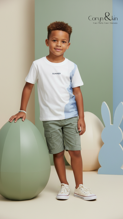 Summer Breeze T-Shirt - White and Blue