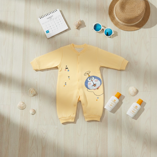 Cozy Doraemon Print Baby Romper – Full Sleeve Winter Wear