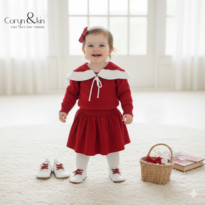 Scarlet Sailor Knit Set - Red