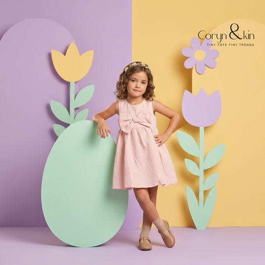 Blush Pink Bow Dress for Baby Girls (0–3 Years)